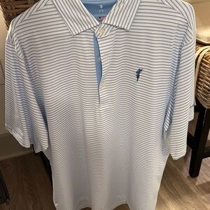 Fairway & Greene Blue and White Striped Polo (Spanish Bay Golf Links Logo)